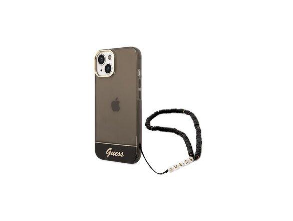 obrazok z galerie Guess case for iPhone 14 Pro Max 6,7&quot; GUHCP14XHGCOHK black hardcase Translucent Pearl Strap