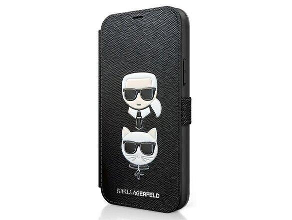 obrazok z galerie Karl Lagerfeld case for iPhone 12 Mini 5,4&quot; KLFLBKP12SSAKICKCBK black book case Saffiano Karl