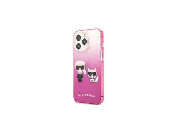 obrazok z galerie Karl Lagerfeld case for iPhone 13 Pro KLHCP13LTGKCP pink hard case Karl & Choupette Head Gradient