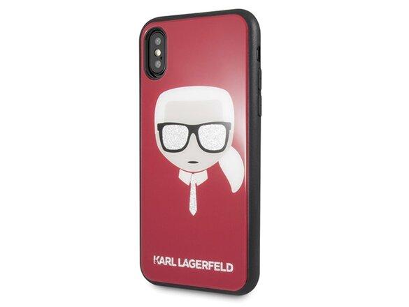 obrazok z galerie Karl Lagerfeld case for iPhone X / XS KLHCPXDLHRE red hard case Iconic Iconic Glitter Karl's Head