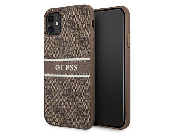 obrazok z galerie Guess case for iPhone 11 GUHCN614GDBR brown hard case 4G Stripe