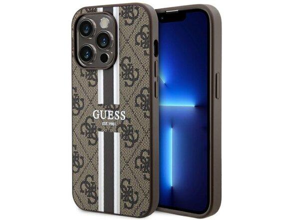 obrazok z galerie Guess case for iPhone 14 Pro 6,1&quot; GUHMP14LP4RPSW brown harcase Magsafe 4G Printed Stripes