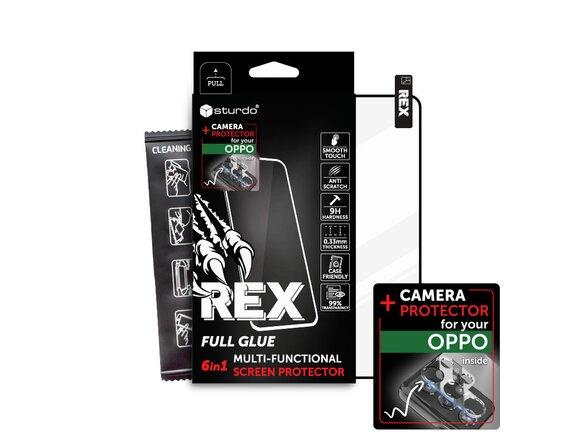 obrazok z galerie Sturdo Rex protective glass + Camera protection Oppo A98 5G, Full Glue, 6v1