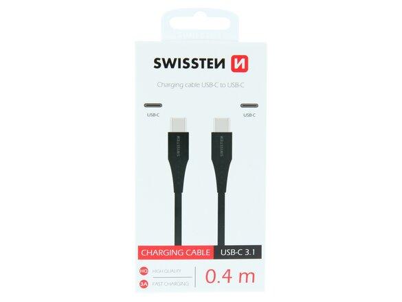 obrazok z galerie Dátový kábel Swissten USB-C/USB-C Fast Charge 3A 0,4m Čierny