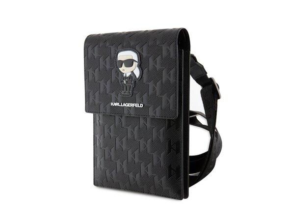 obrazok z galerie Karl Lagerfeld Saffiano Monogram Wallet Phone Bag Ikonik NFT Black