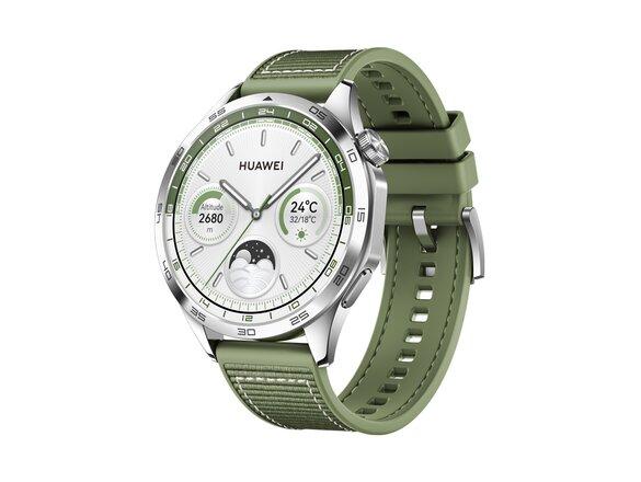 obrazok z galerie Huawei Watch GT 4 46mm, Strieborná s zeleným remienkom