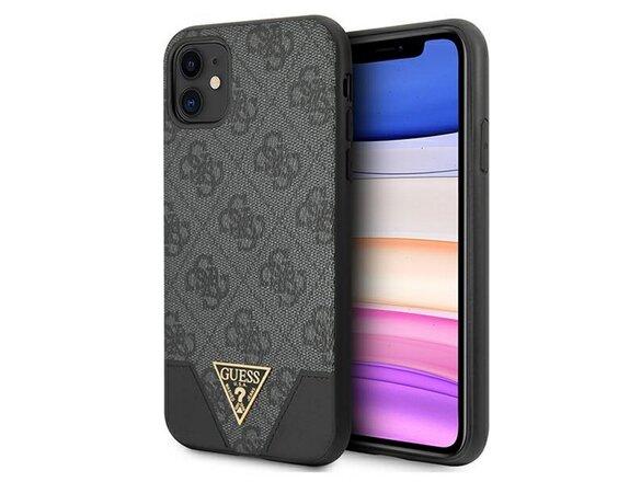 obrazok z galerie Guess case for iPhone 11 GUHCN61PU4GHBK gray hard case 4G Triangle Collection