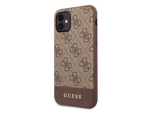 obrazok z galerie Guess case for iPhone 11 GUHCN61G4GLBR brown hard case 4G PU Metal Logo