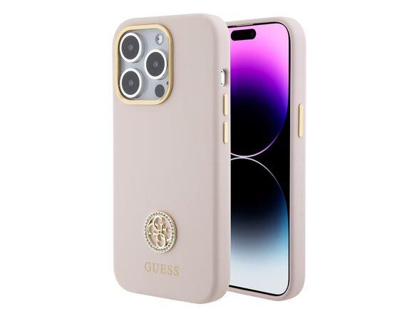 obrazok z galerie Guess Liquid Silicone 4G Strass Metal Logo Zadní Kryt pro iPhone 15 Pro Pink