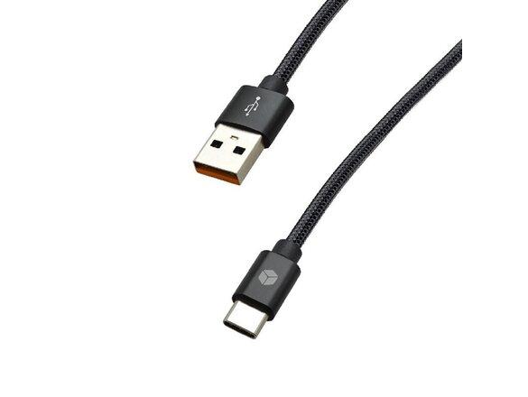 obrazok z galerie Sturdo textilný kábel USB na Type-C, čierny 3A kábel (1m) 8mm konektor