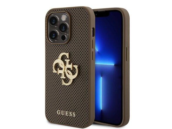 obrazok z galerie Guess PU Perforated 4G Glitter Metal Logo Zadní Kryt pro iPhone 15 Pro Max Taupe