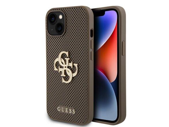 obrazok z galerie Guess PU Perforated 4G Glitter Metal Logo Zadní Kryt pro iPhone 15 Taupe