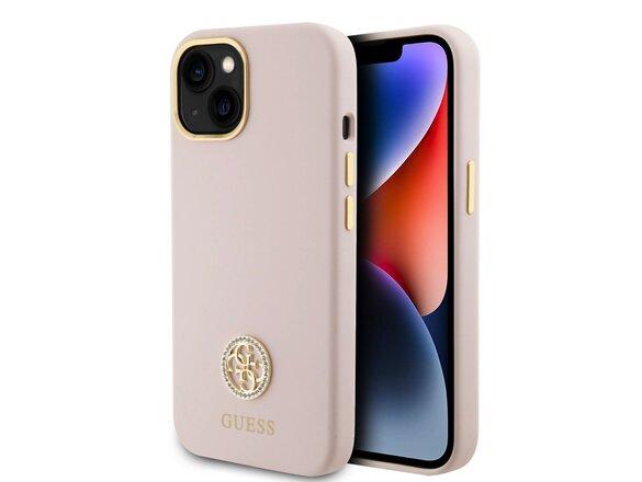 obrazok z galerie Guess Liquid Silicone 4G Strass Metal Logo Zadní Kryt pro iPhone 15 Pink