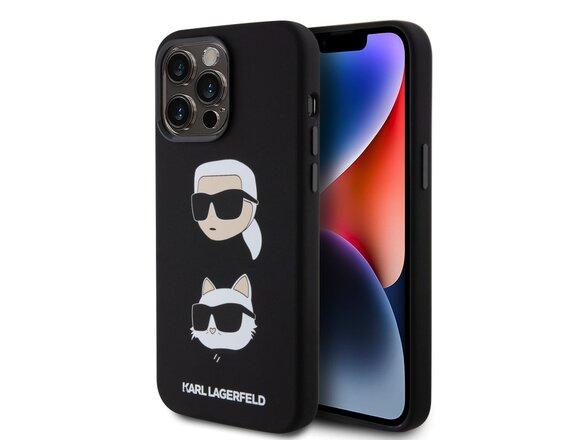 obrazok z galerie Karl Lagerfeld Liquid Silicone Karl and Choupette Heads Zadní Kryt pro iPhone 15 Pro Max Black