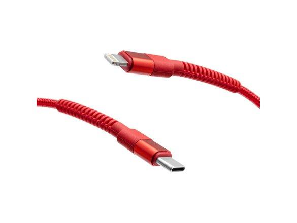 obrazok z galerie mobilNET pletený kábel TypeC na Lightning 20W 2M 3A, červený