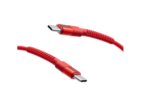 obrazok z galerie mobilNET pletený kábel 2x Type-C 60W 2M 3A, červený