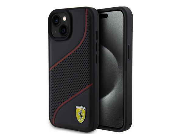 obrazok z galerie Ferrari PU Leather Perforated Slanted Line Zadní Kryt pro iPhone 15 Black