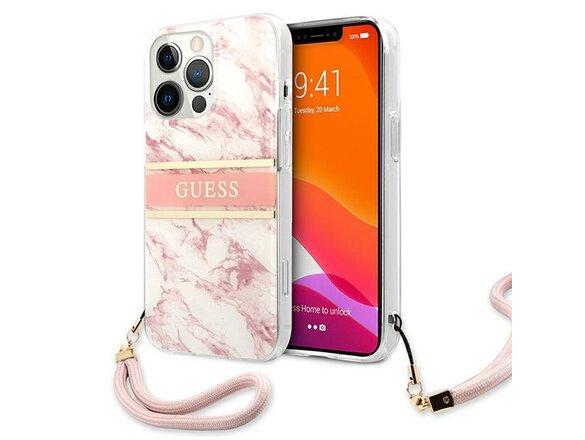 obrazok z galerie Guess case for iPhone 13 Pro Max 6,7'' GUHCP13XKMABPI pink HC PC/TPU Marble Strap