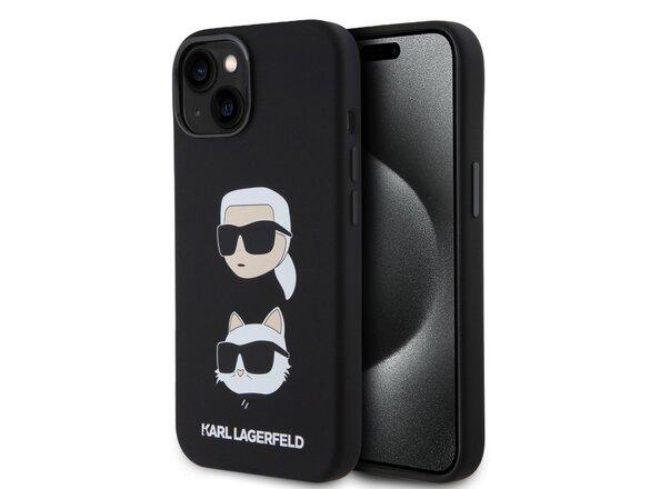 obrazok z galerie Karl Lagerfeld Liquid Silicone Karl and Choupette Heads Zadní Kryt pro iPhone 15 Black