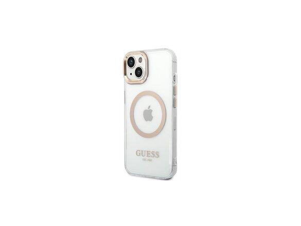 obrazok z galerie Guess case for iPhone 14 Pro Max 6,7&quot; GUHMP14XHTRMD gold HC Magsafe Metal Outline