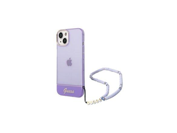 obrazok z galerie Guess case for iPhone 14 Pro Max 6,7&quot; GUHCP14XHGCOHU purple hardcase Translucent Pearl Strap
