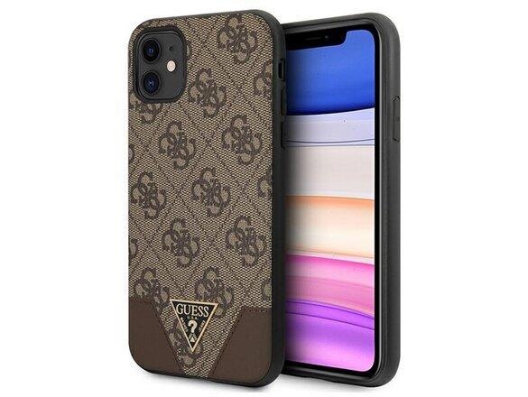 obrazok z galerie Guess case for iPhone 11 GUHCN61PU4GHBR brown hard case 4G Triangle Collection
