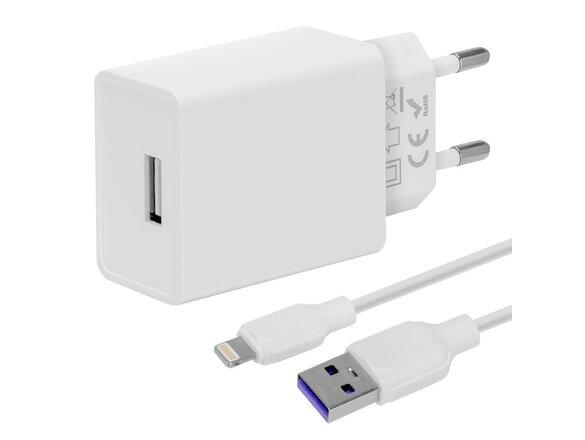 obrazok z galerie Obal:Me Cestovní Nabíječka USB-A 10W + USB-A/Lightning Kabel 1m White