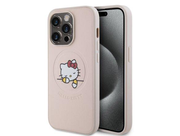 obrazok z galerie Hello Kitty PU Kitty Asleep Logo MagSafe Zadní Kryt pro iPhone 15 Pro Pink