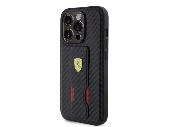 obrazok z galerie Ferrari Carbon Grip Stand Zadní Kryt pro iPhone 15 Pro Black