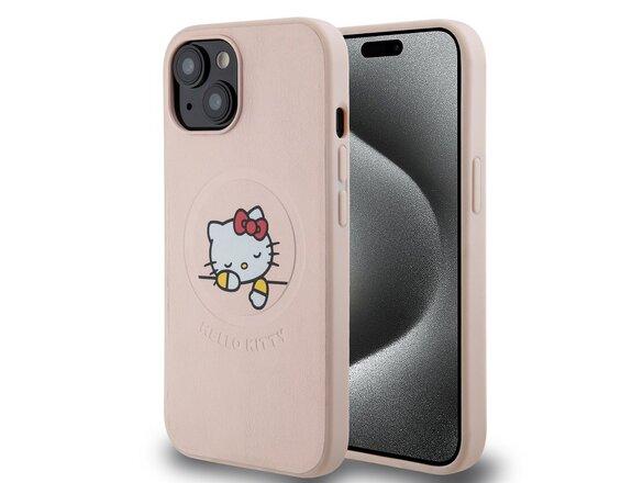 obrazok z galerie Hello Kitty PU Kitty Asleep Logo MagSafe Zadní Kryt pro iPhone 15 Pink