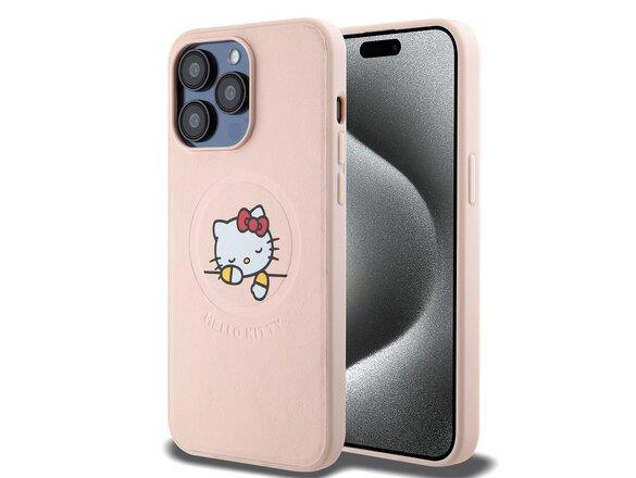 obrazok z galerie Hello Kitty PU Kitty Asleep Logo MagSafe Zadní Kryt pro iPhone 15 Pro Max Pink