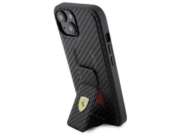 obrazok z galerie Ferrari Carbon Grip Stand Zadní Kryt pro iPhone 15 Black