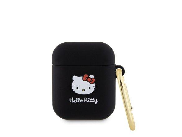 obrazok z galerie Hello Kitty Liquid Silicone 3D Kitty Head Logo Pouzdro pro AirPods 1/2 Black