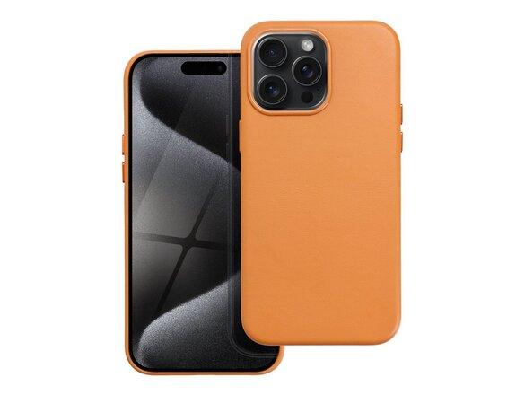 obrazok z galerie Puzdro Leather Magsafe iPhone 15 Pro Max - oranžové