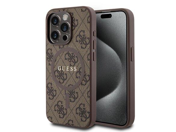 obrazok z galerie Guess PU Leather 4G Colored Ring MagSafe Zadní Kryt pro iPhone 15 Pro Max Brown
