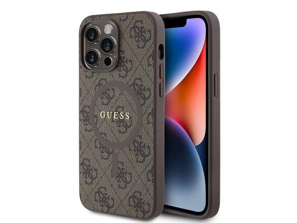 obrazok z galerie Guess PU Leather 4G Colored Ring MagSafe Zadní Kryt pro iPhone 14 Pro Max Brown