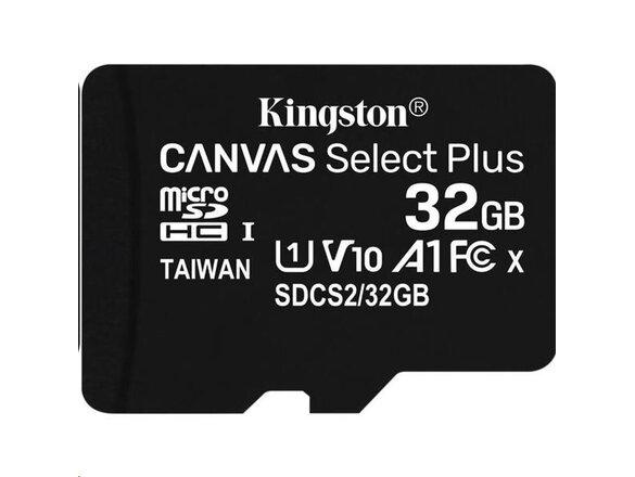 obrazok z galerie 32GB microSDHC Kingston Canvas Select Plus  A1 CL10 100MB/s bez adapteru