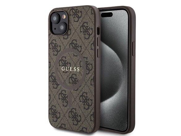 obrazok z galerie Guess PU Leather 4G Colored Ring MagSafe Zadní Kryt pro iPhone 15 Plus Brown