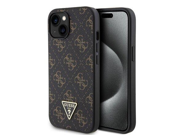 obrazok z galerie Guess PU Leather 4G Triangle Metal Logo Zadní Kryt pro iPhone 15 Black