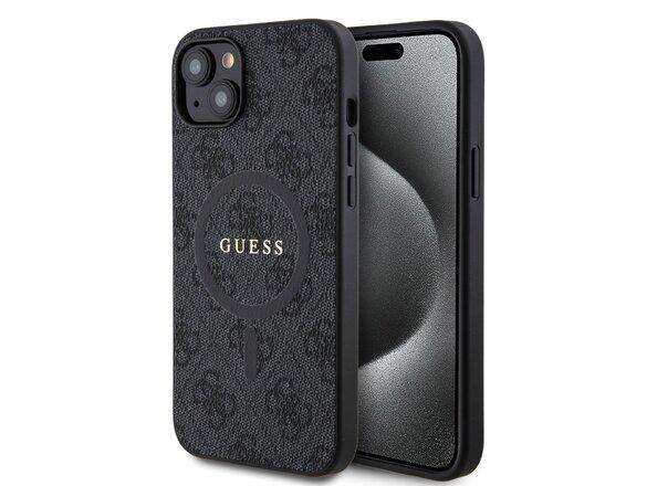 obrazok z galerie Guess PU Leather 4G Colored Ring MagSafe Zadní Kryt pro iPhone 15 Plus Black