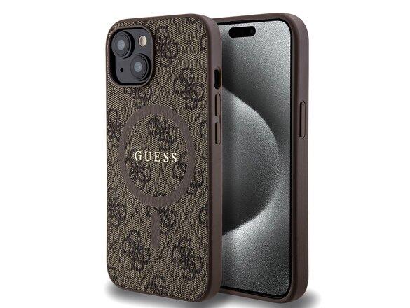 obrazok z galerie Guess PU Leather 4G Colored Ring MagSafe Zadní Kryt pro iPhone 15 Brown