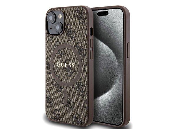 obrazok z galerie Guess PU Leather 4G Colored Ring MagSafe Zadní Kryt pro iPhone 14 Brown