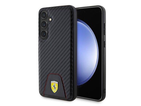 obrazok z galerie Ferrari PU Leather Bottom Carbon Zadní Kryt pro Samsung Galaxy S24+ Black