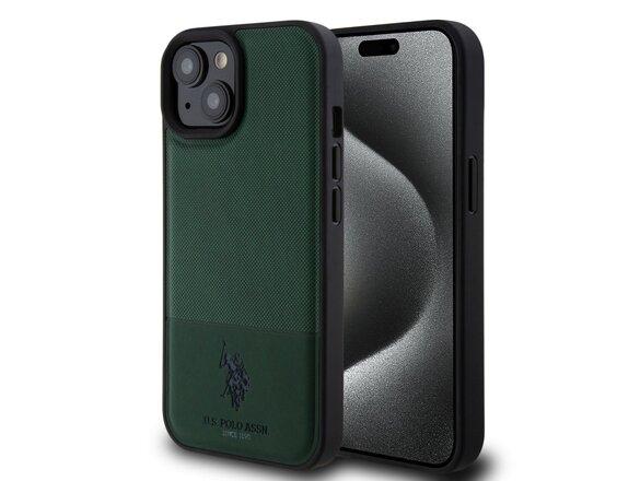 obrazok z galerie U.S. Polo PU Leather Mesh Pattern Double Horse Zadní Kryt pro iPhone 15 Green