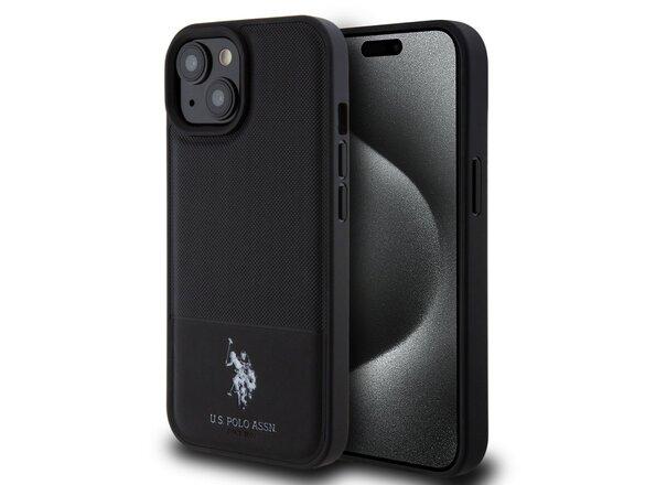 obrazok z galerie U.S. Polo PU Leather Mesh Pattern Double Horse Zadní Kryt pro iPhone 15 Black