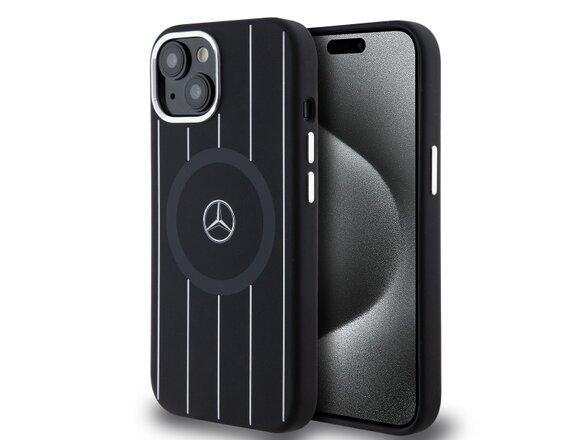 obrazok z galerie Mercedes Liquid Silicon Stripes Pattern MagSafe Zadní Kryt pro iPhone 15 Black