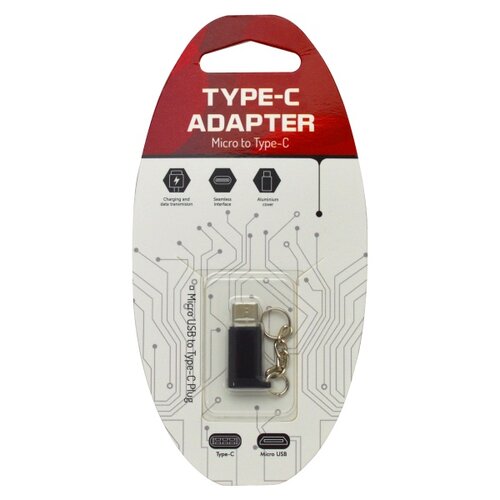 Adaptér - kľúčenka MicroUSB/USB-C Čierny