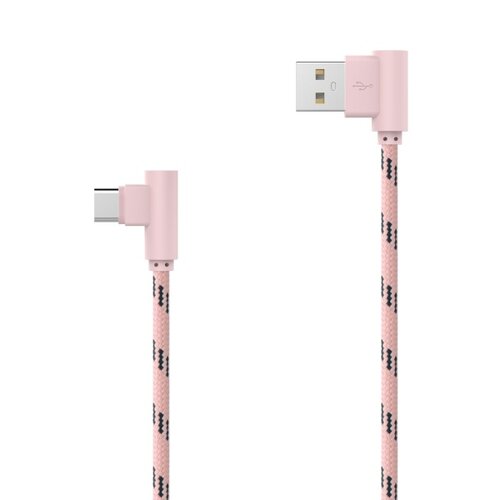 Dátový kábel USB-C lomený 2.4A 2m Ružový textilný
