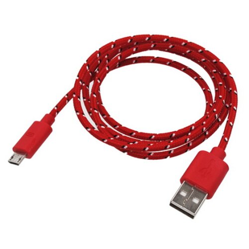 Dátový kábel MobilNET MicroUSB 0,90m Červený textilný