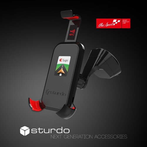 Stojan do auta NFC Sturdo Pro Sport, čierny + Sygic (pre Android)